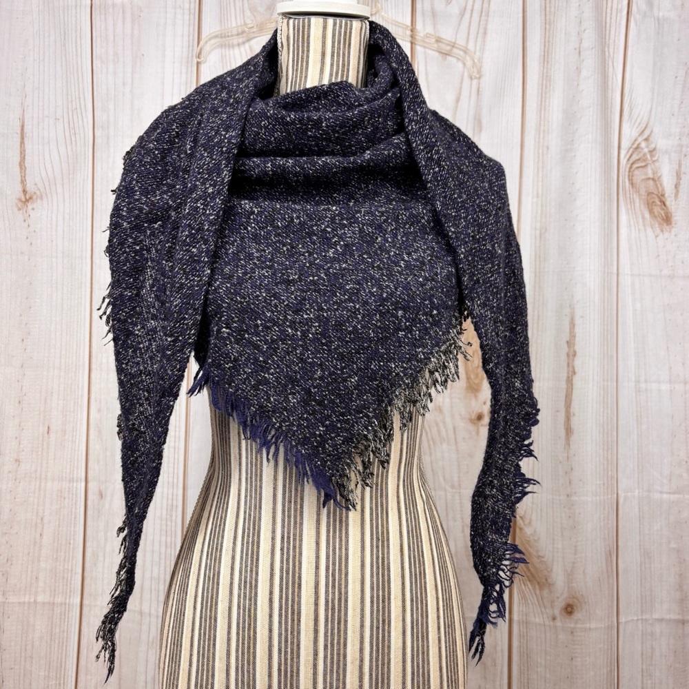 Scarf Warm Shawl Wrap Fringe Fall Dual-Use Triangle Blanket Multicolor Blue OS